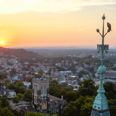 Sun sets over Lehigh's 1,600 acre campus