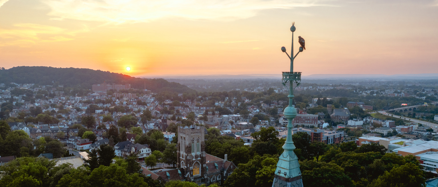 Sun sets over Lehigh's 1,600 acre campus